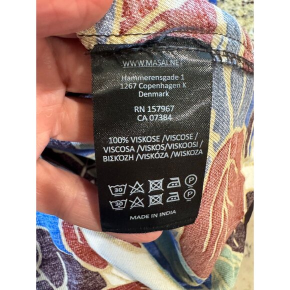 Masai Gali Tunic Copenhagen Leaf Print Blouse M Viscose Long Sleeve Multicolor - Picture 7 of 9